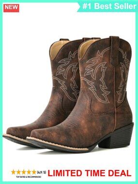Western Cowboy Ankle Boots Women Comfortable Snip Toe Pull On